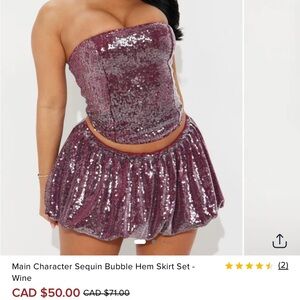 Fashion Nova bubble hem skirt and corset top